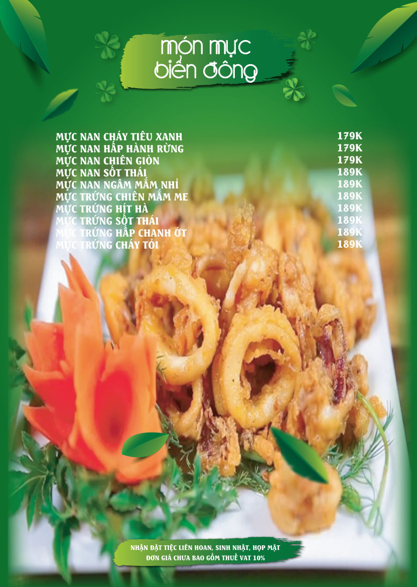 MÓN MỰC BIỂN ĐÔNG